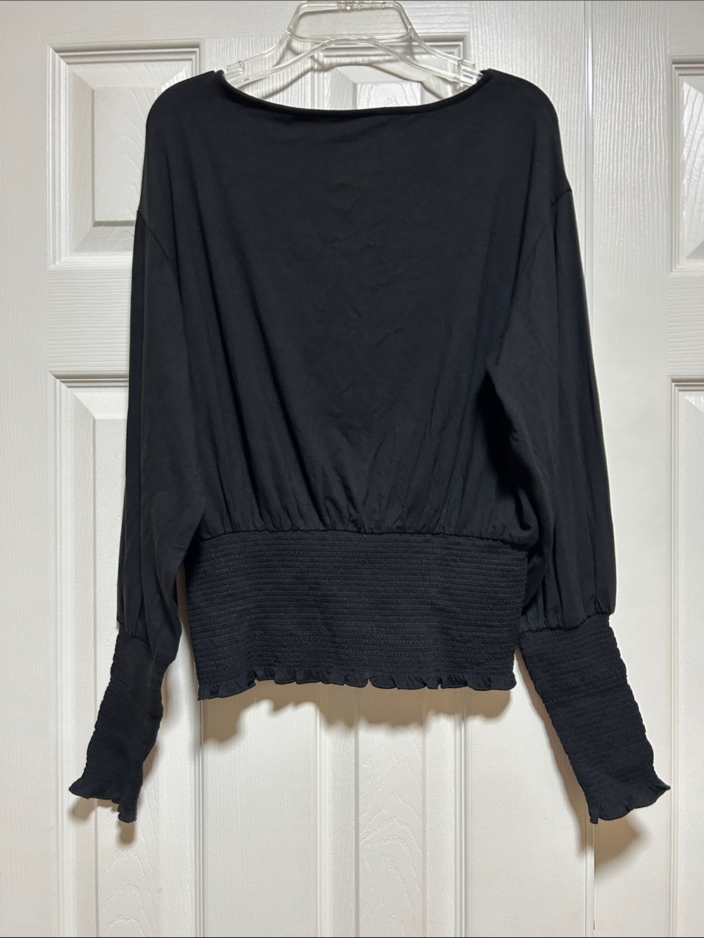💗NWT Madewell Cinched Long-Sleeve Top Long Sleeve Jet Black Women's Size XS - Picture 3 of 8